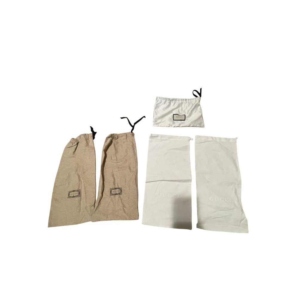 Gucci Dust Bag Bundle Set of 5 Tan Vintage & White Special Edition Canvas Satin